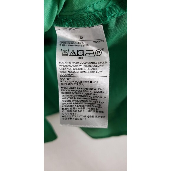 Banana Republic Womens Blouse Top M Kelly Green Satin Wrap Tie Waist Classy - Picture 7 of 10